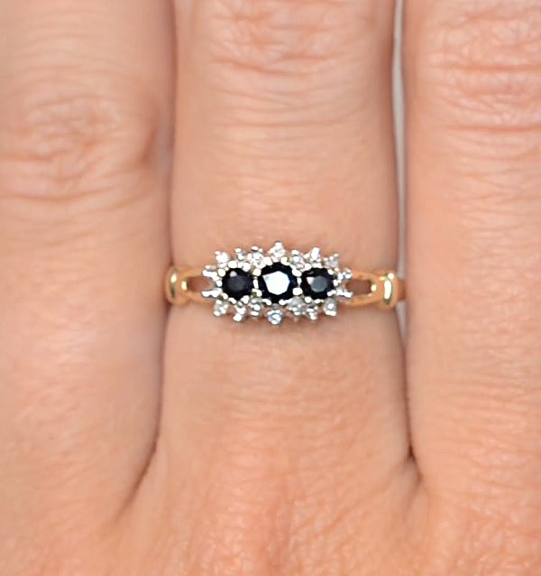 Sapphire 0.34ct And Diamond 9K Gold Ring